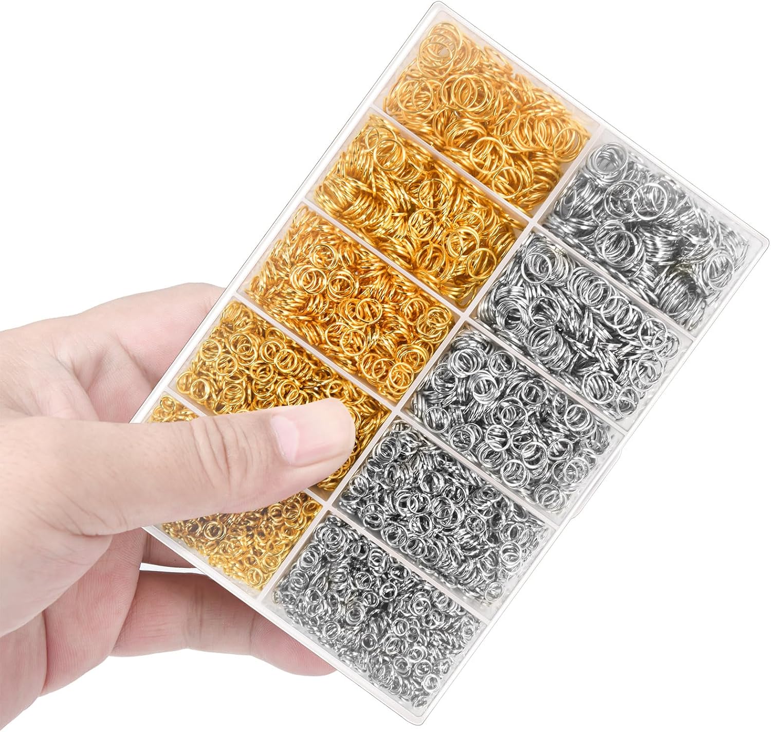 Detalle de Qulltk A-Silver&Gold Jump Rings Kit, 4,600 Pieces in Five Sizes