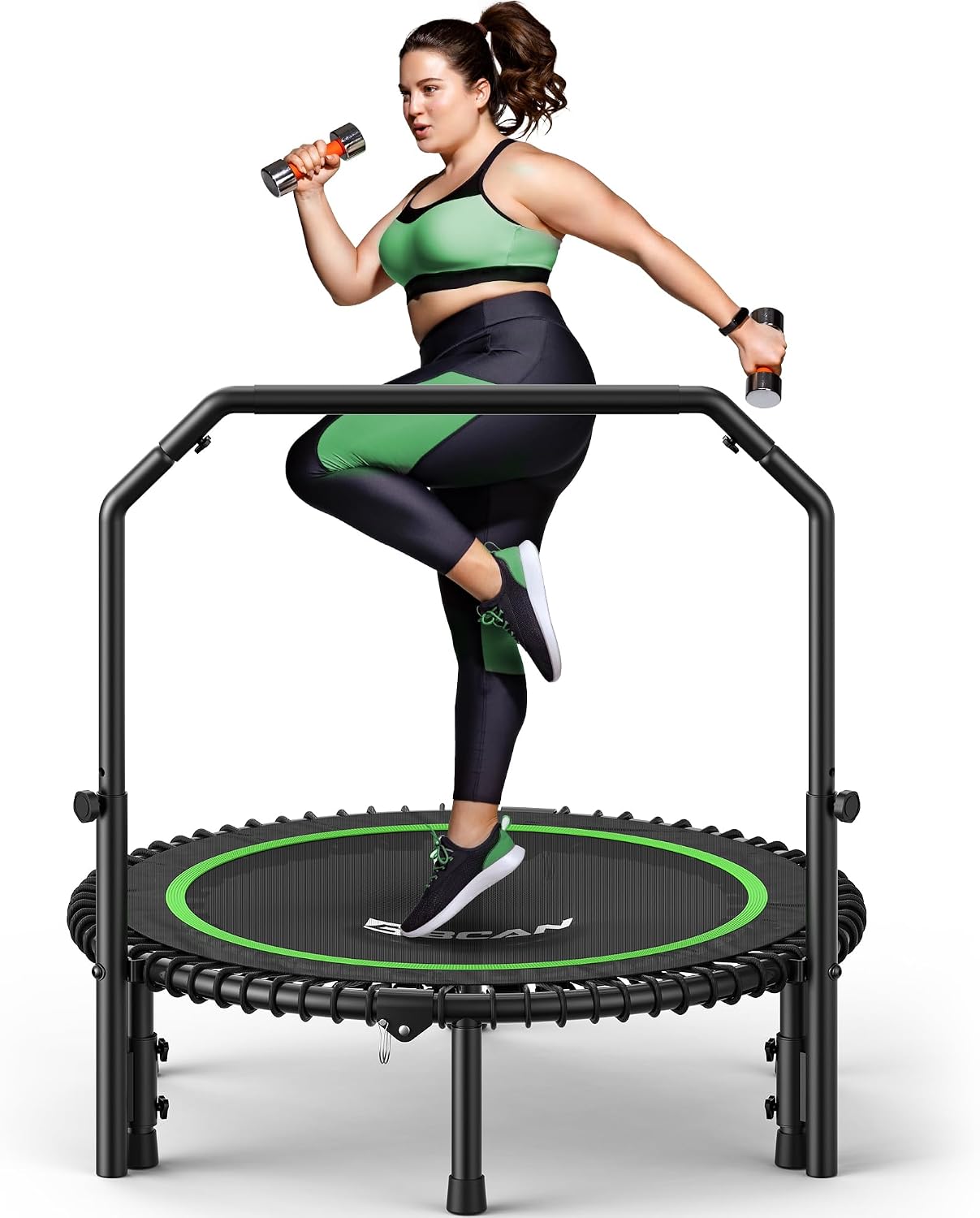 Detalle de BCAN TX-6232CU 40-Inch Foldable Fitness Trampoline with Adjustable Handlebar