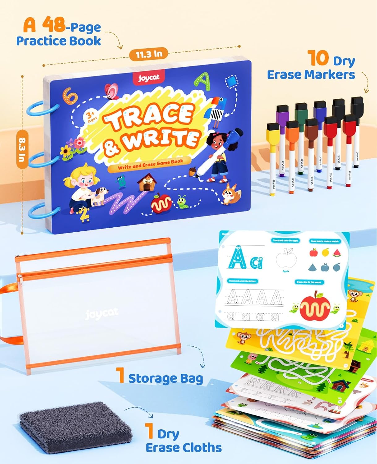 Thumbnail 5 de JoyCat Preschool Learning Activities 48 Reusable Pages Workbook 📚