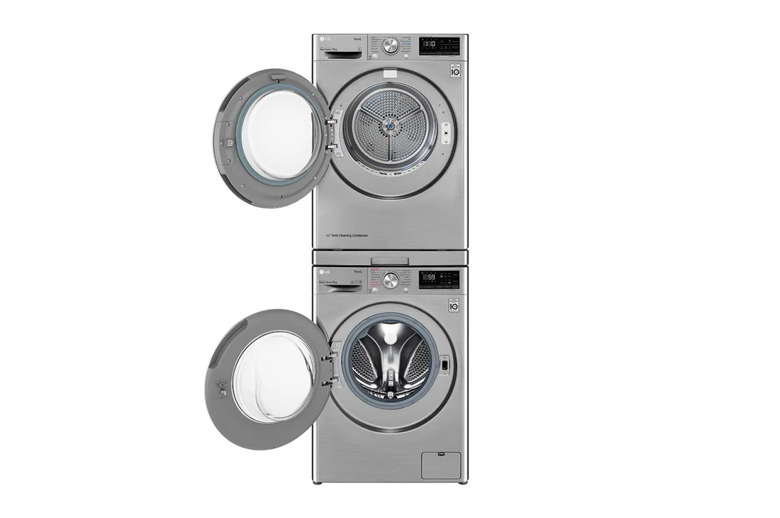 Detalle de Kit de unión para lavadoras LG (DSKSS.OUTLET) – profundidad 55–65 cm, bandeja extraíble, color plata