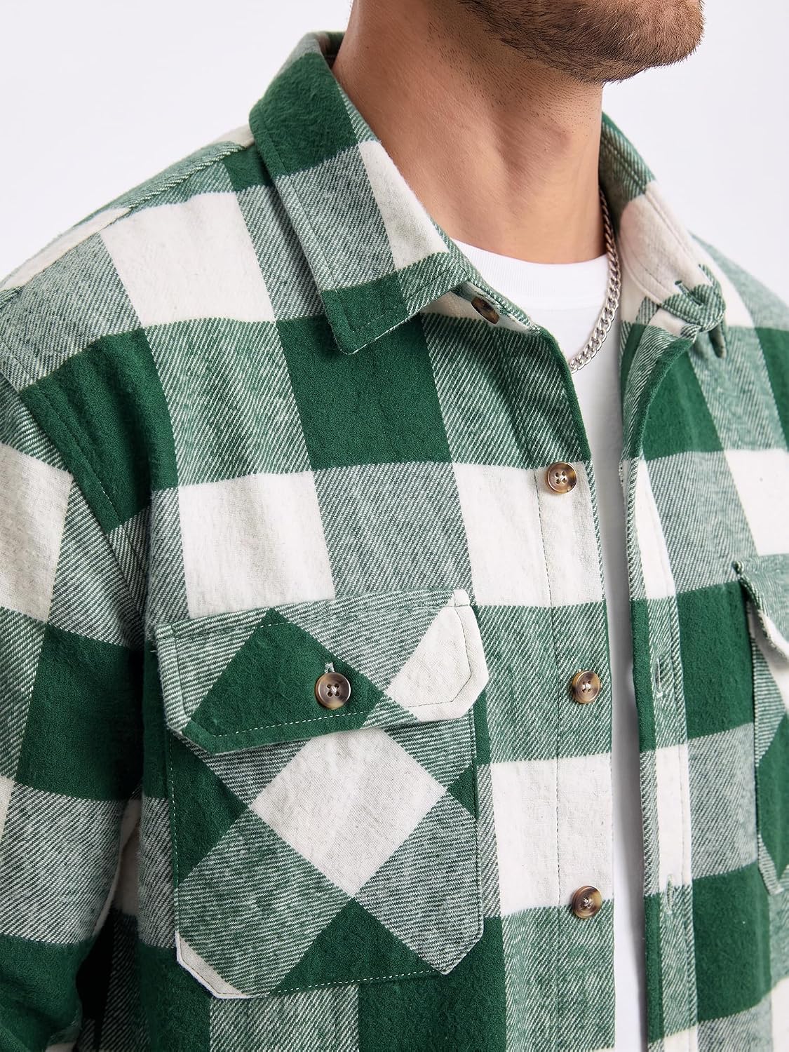 Detalle 1 de Comdecevis Men's Flannel Shirt Jacket, Cotton