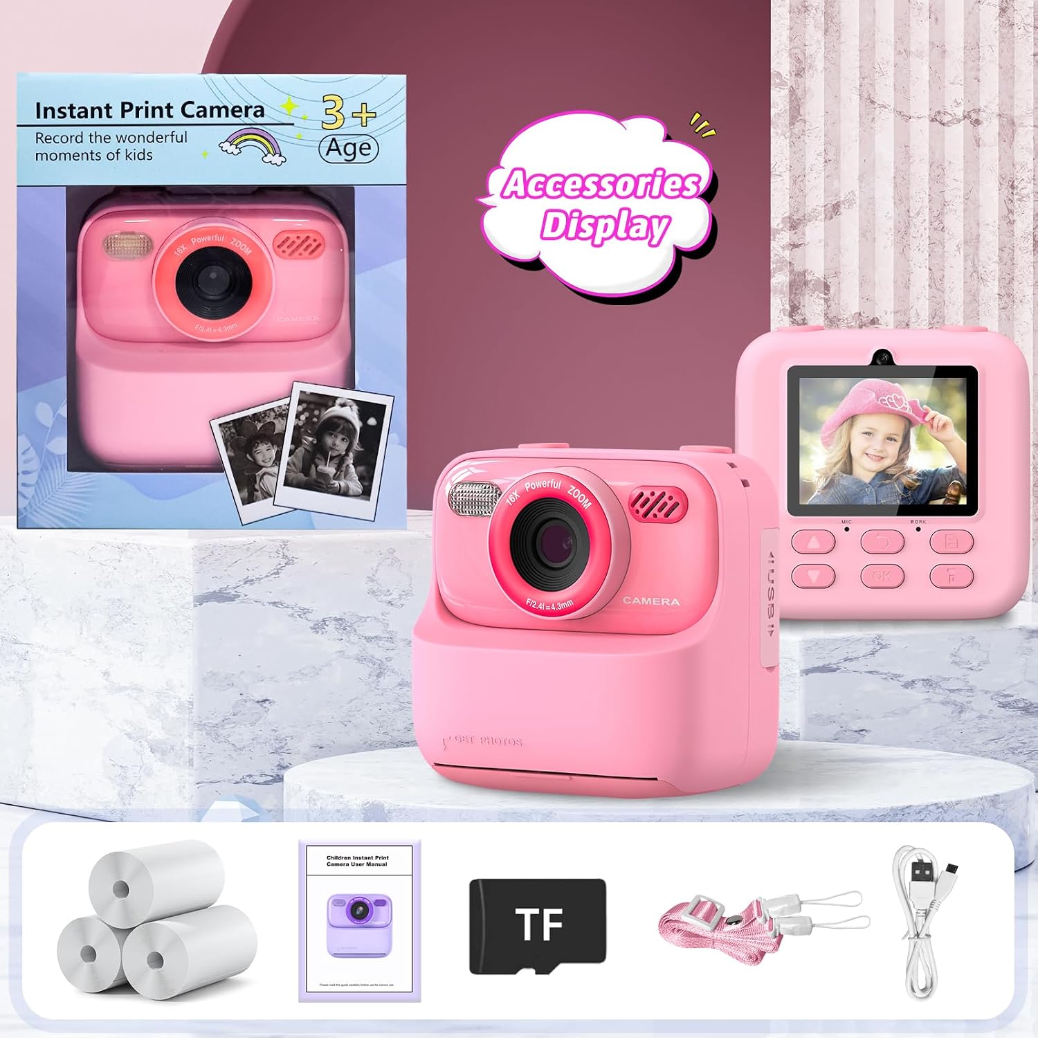 Thumbnail 6 de Cimizi P79 Kids Instant Print Camera, Dual Lenses, 1080p Video, 2.4-Inch Screen