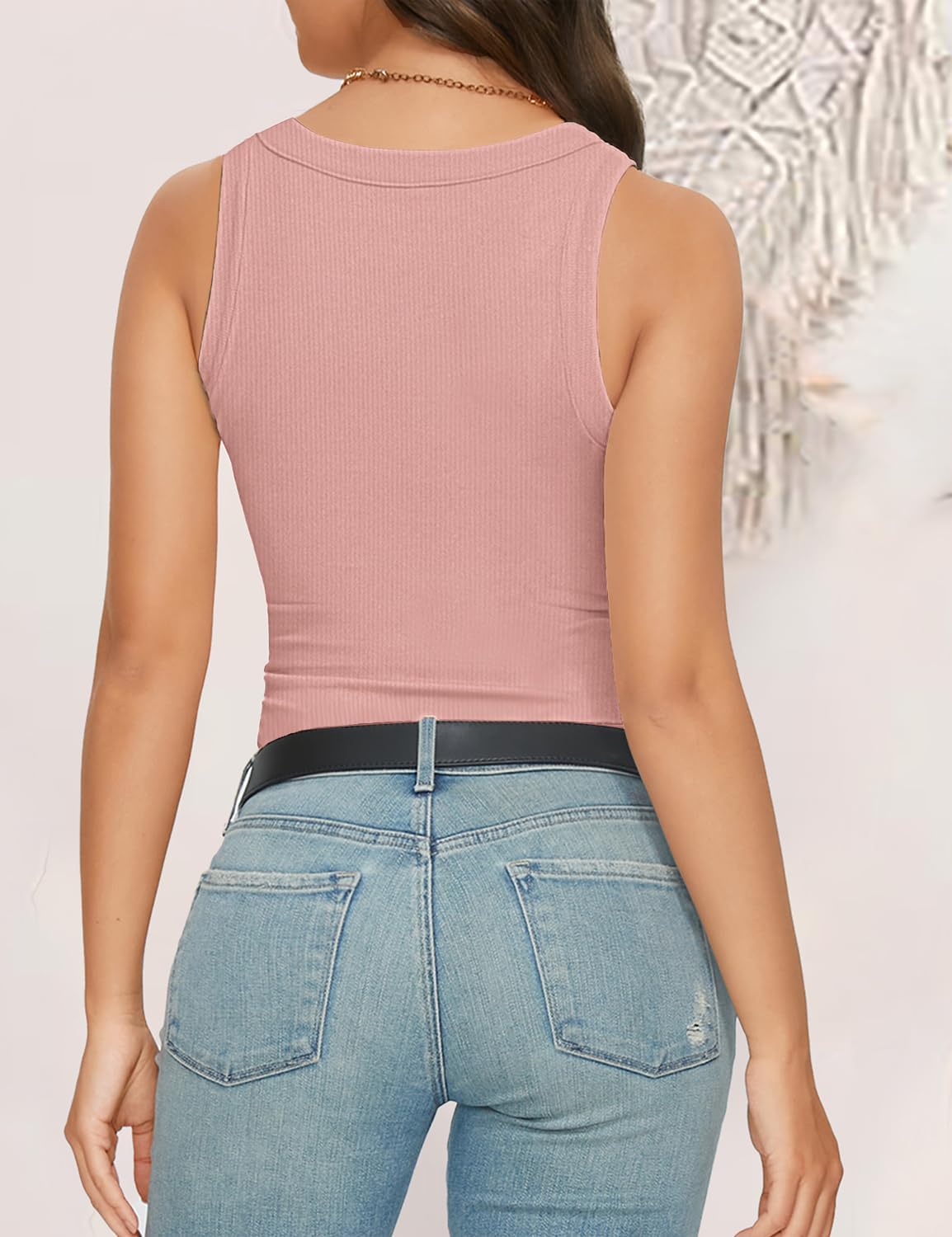 Detalle de GKBK Womens High Neck Ribbed Tank top