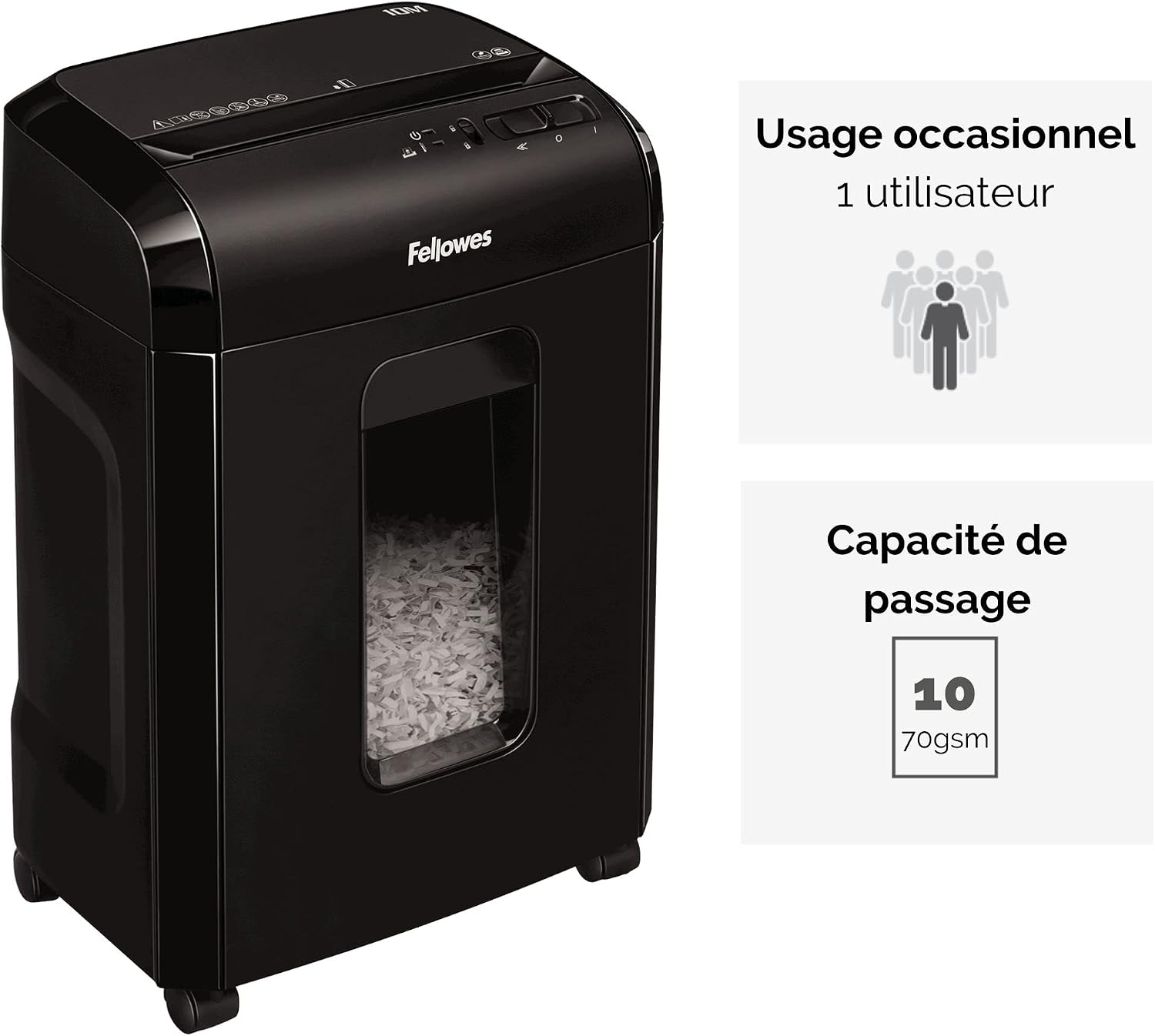 Detalle de Fellowes 10M Microcut P5 Aktenvernichter – sichere Zerkleinerung für Büro und Homeoffice
