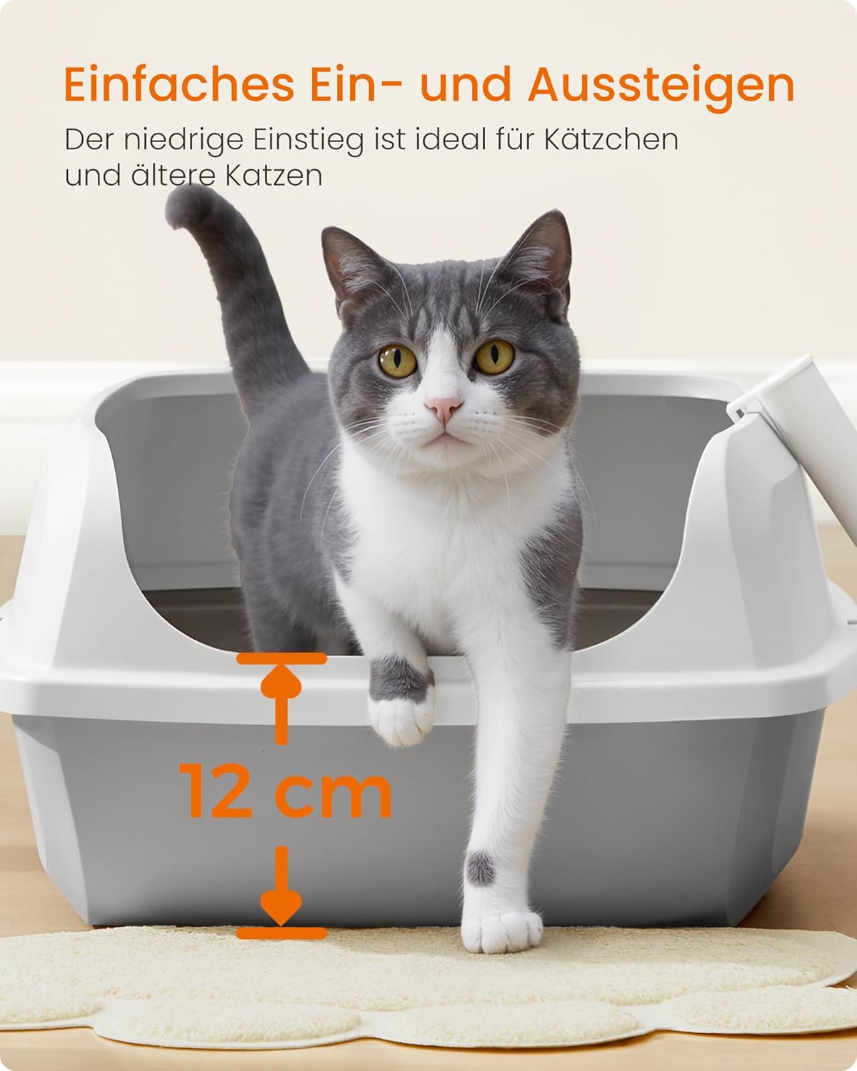 Thumbnail 5 de Feandrea Katzenklo mit hohen Seitenwänden, XL, offene Katzentoilette (PPT009W101) – mit Schaufel
