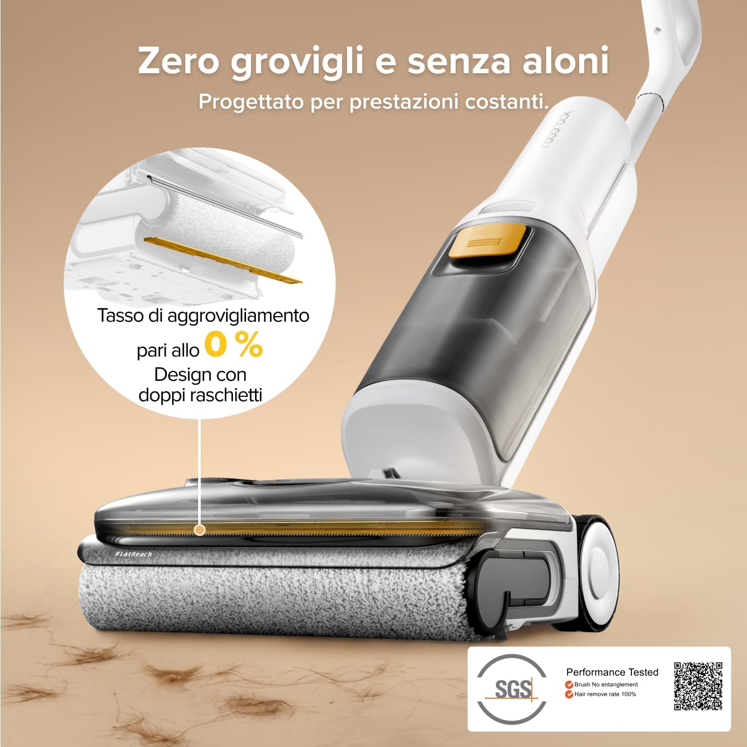 Detalle de roborock F25 GT: Aspirapolvere e Lavapavimenti senza fili 2-in-1 con pulizia ad alta temperatura e asciugatura rapida