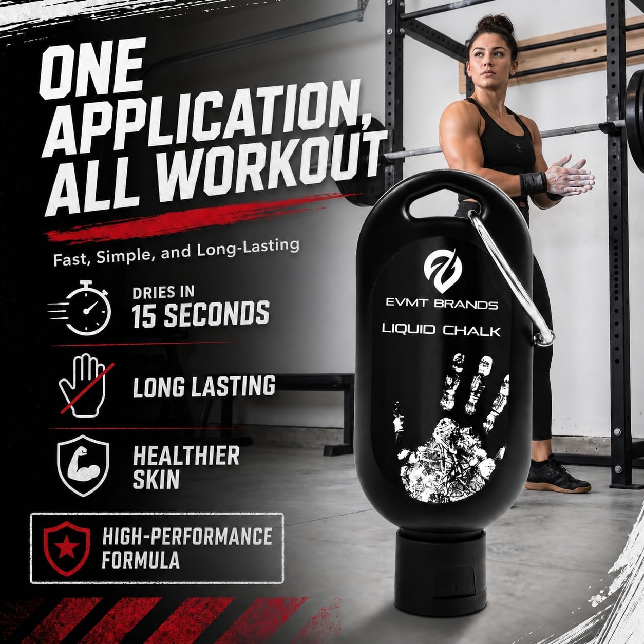 Detalle de EVMT Brands Liquid Chalk: Mess-Free, Sweat-Resistant Grip for Weightlifting, Gymnastics, and More