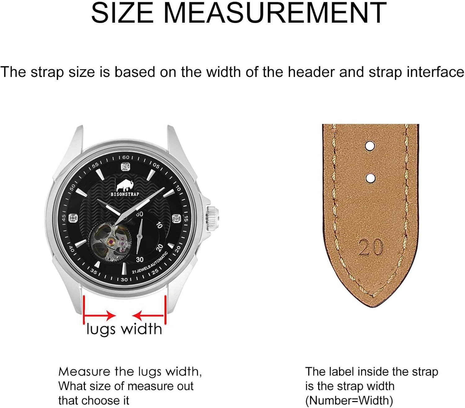Thumbnail 3 de BISONSTRAP Leder Uhrenarmbänder mit polierter Edelstahlschließe (Bandbreite 14 mm)