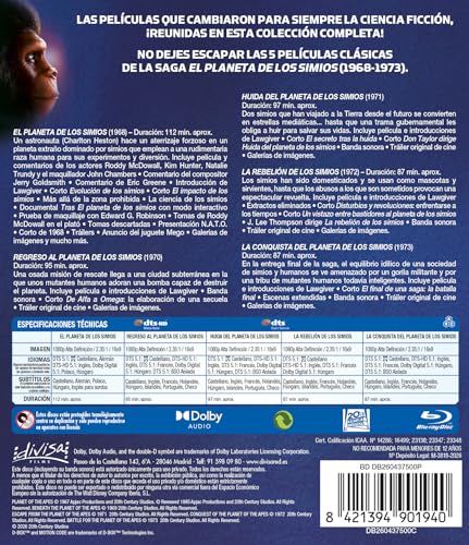 Detalle de Planet Of the Apes: Pack de 5 películas (1968–1973) en Blu-ray | Divisa Films