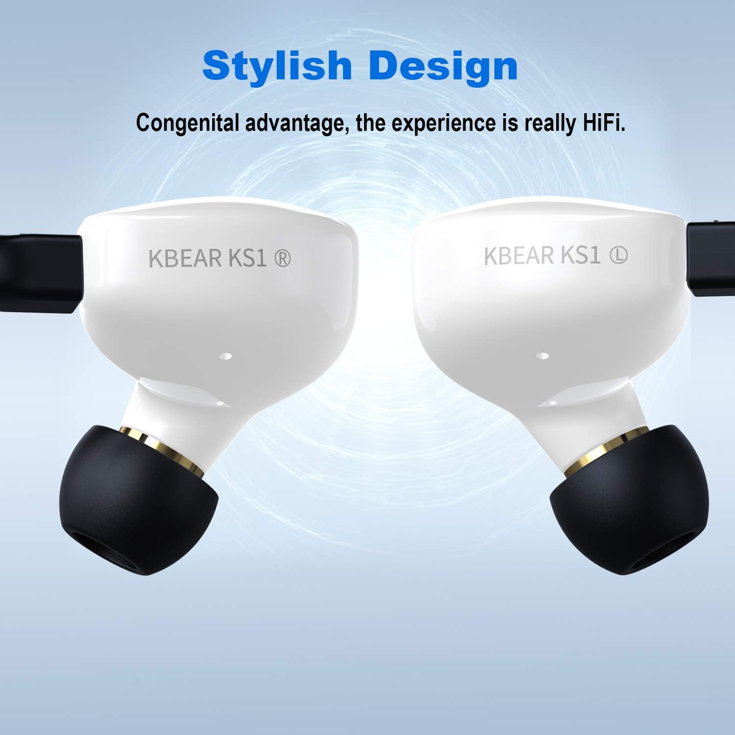 Detalle de YINYOO KBEAR KS1 Wired In-Ear Monitor Bass Earbuds (Detachable Cable)