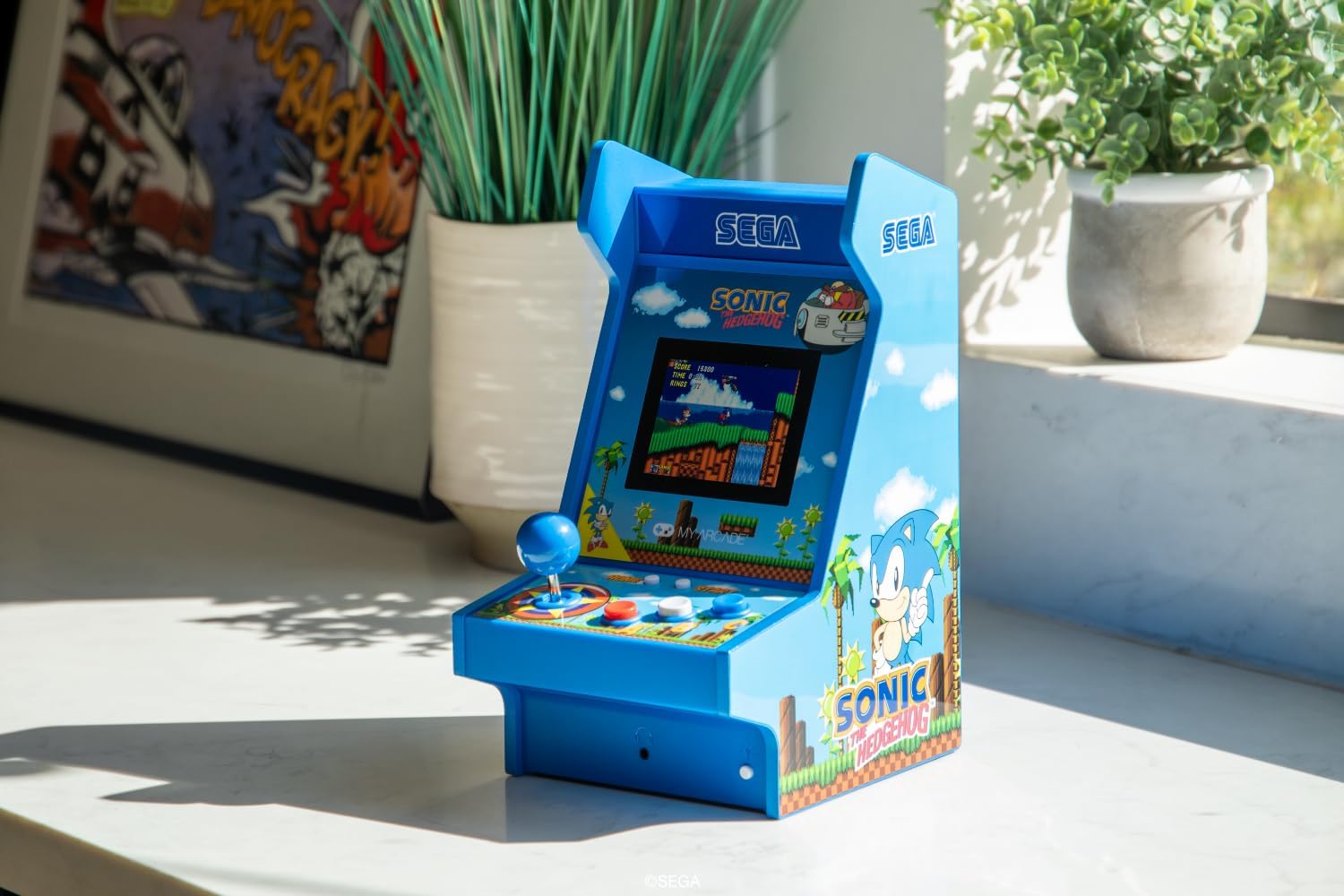 Detalle de My Arcade ソニック・ザ・ヘッジホッグ マイティプレイヤー 卓上型ゲーム機、3.5インチ縦型画面・充電式