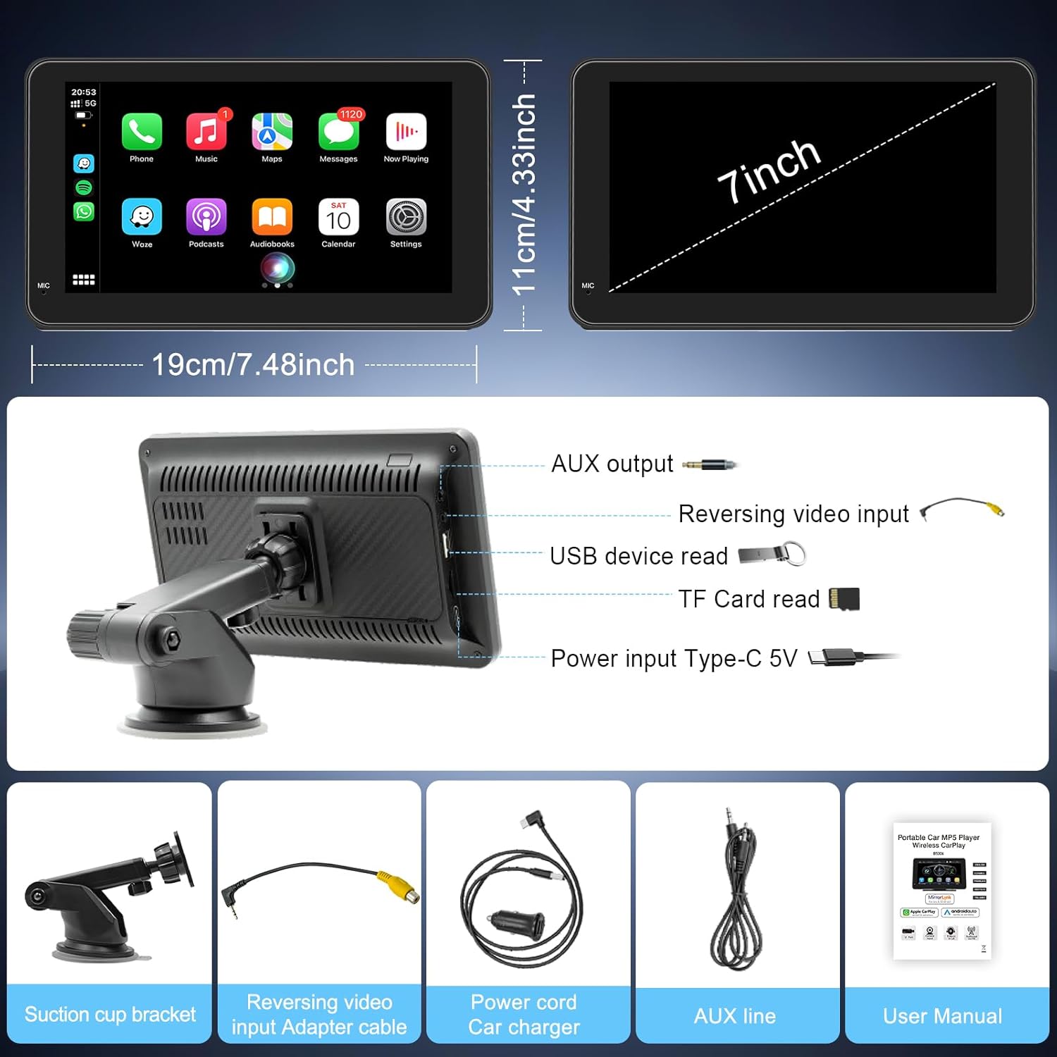 Thumbnail 6 de Senza Fili Autoradio Wireless CarPlay & Android Auto 7'' – XVDXVC