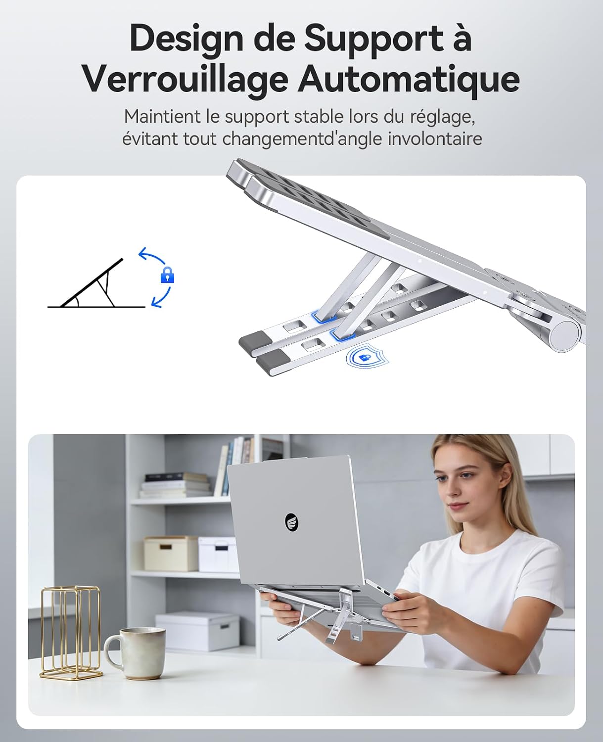 Detalle de ORICO PN1 Support pliable 3-en-1 aluminium pour PC portable, tablette et téléphone jusqu’à 17