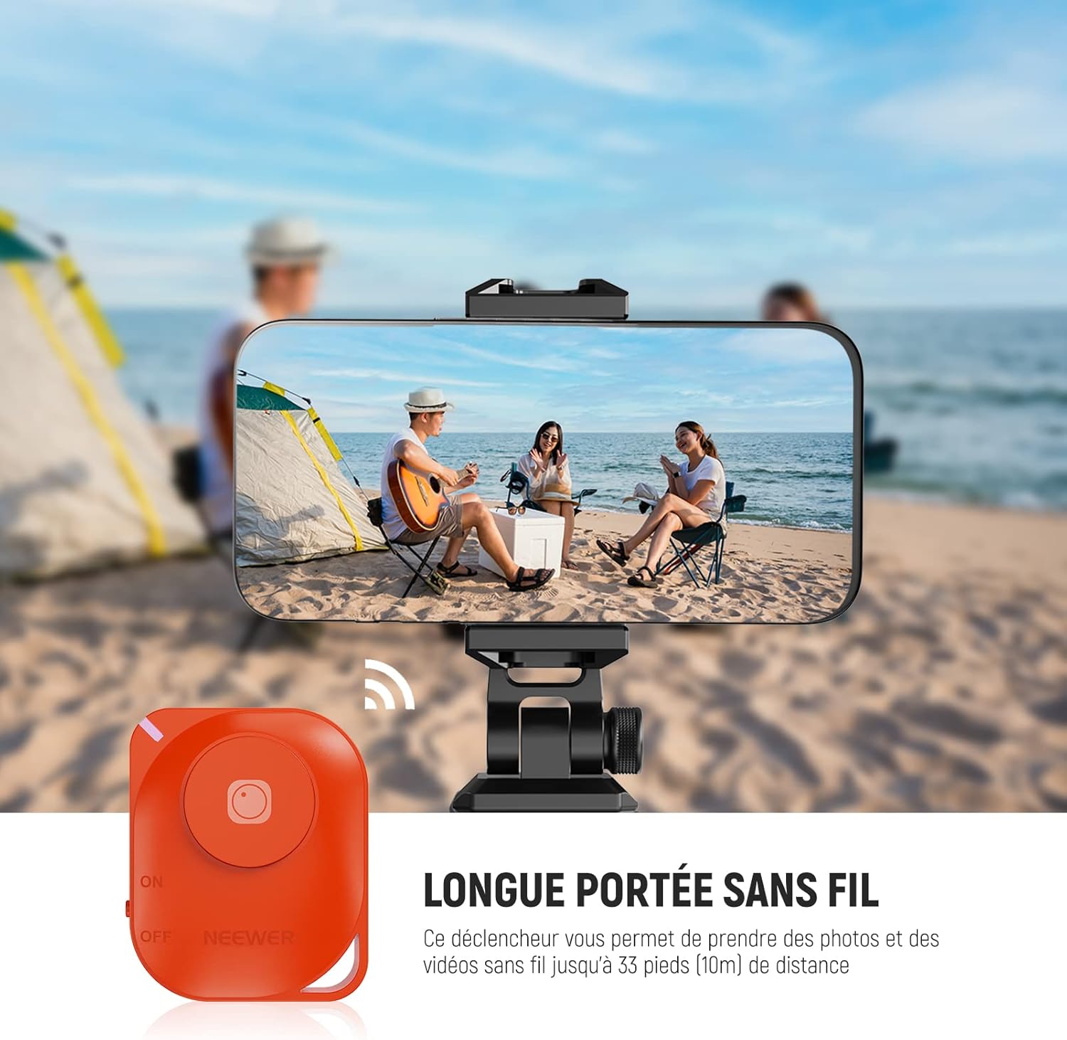 Detalle 2 de NEEWER RT116 commande Bluetooth sans fil pour déclencher la caméra (avec lanière) pour iPhone et Android