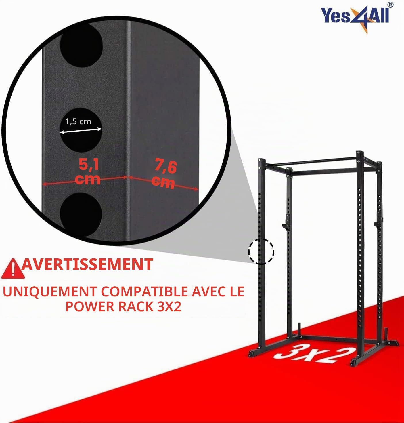 Detalle de Yes4All Porte-disques Olympiques pour Rack — rangement efficace des plaques de poids 2\" x 2\" et 3\" x 2\