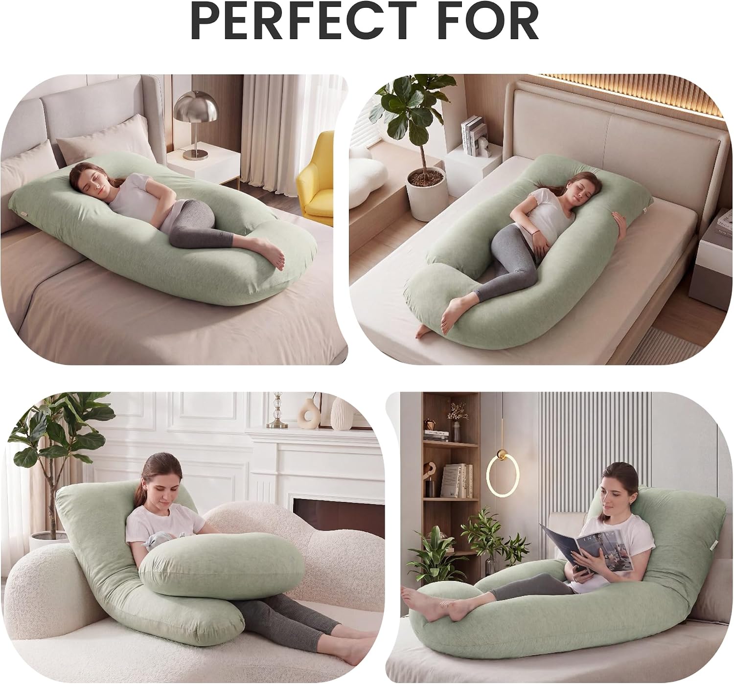 Detalle 2 de Jcickt 59-Inch Full-Body Pregnancy Pillow with Removable Washable Cover