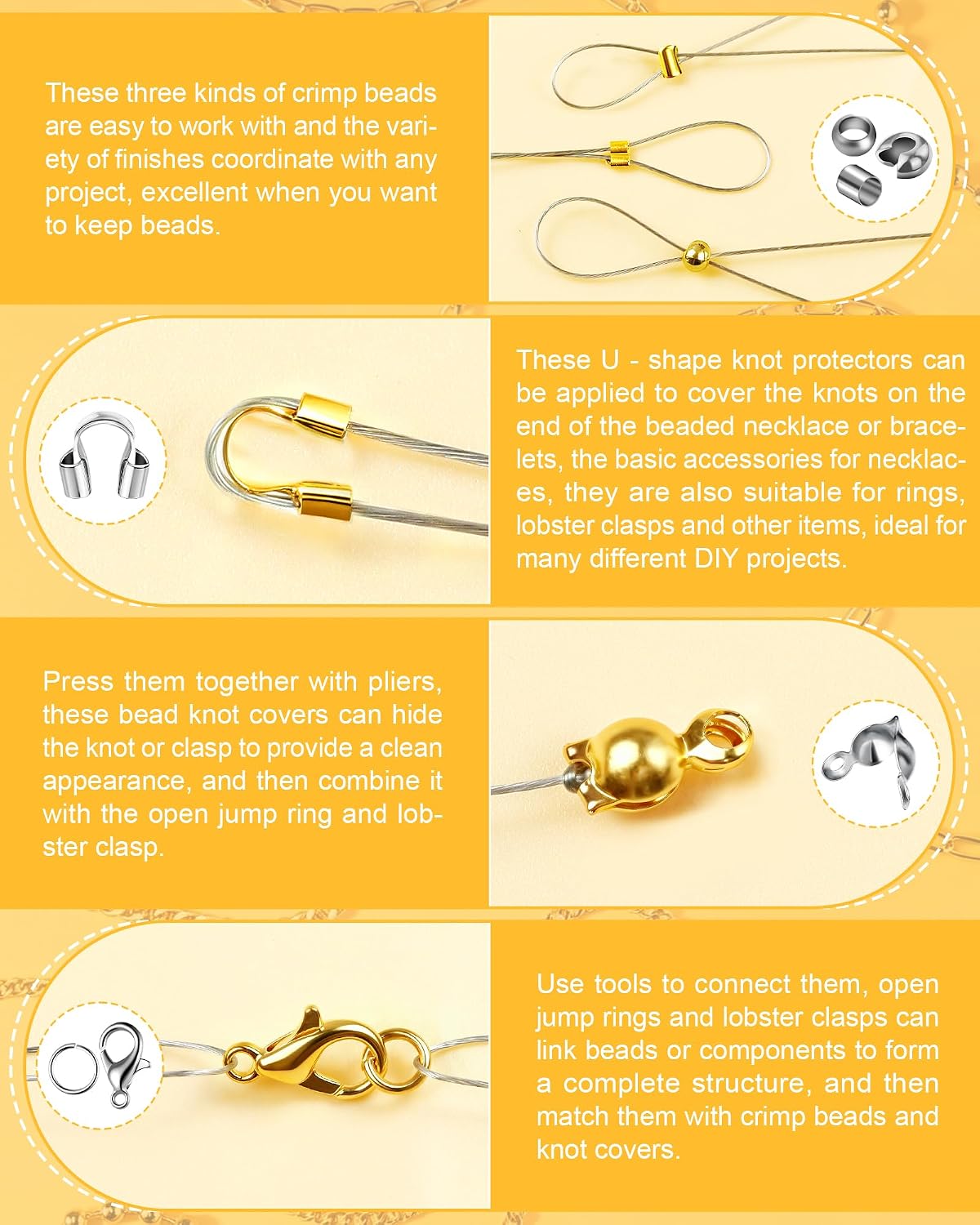 Detalle 2 de FIVEIZERO Crimp Beads Kit Jewelry Making Set with Pliers and Organizer