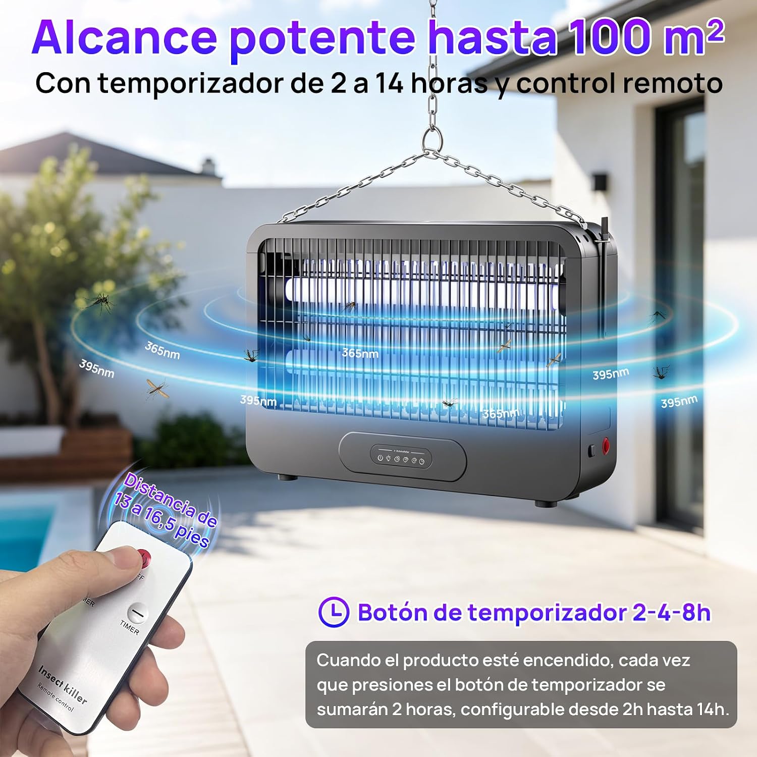 Detalle de Elektrischer Insektenvernichter 20W mit 3500 V – inkl. Fernbedienung, Timer und Ersatzlampen
