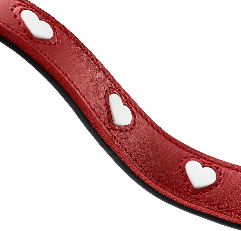 Detalle de Hunter Verstellbare Hundeführleine Love – Dreifach verstellbar, rotes/schwarzes Rindnappaleder, Made in Germany
