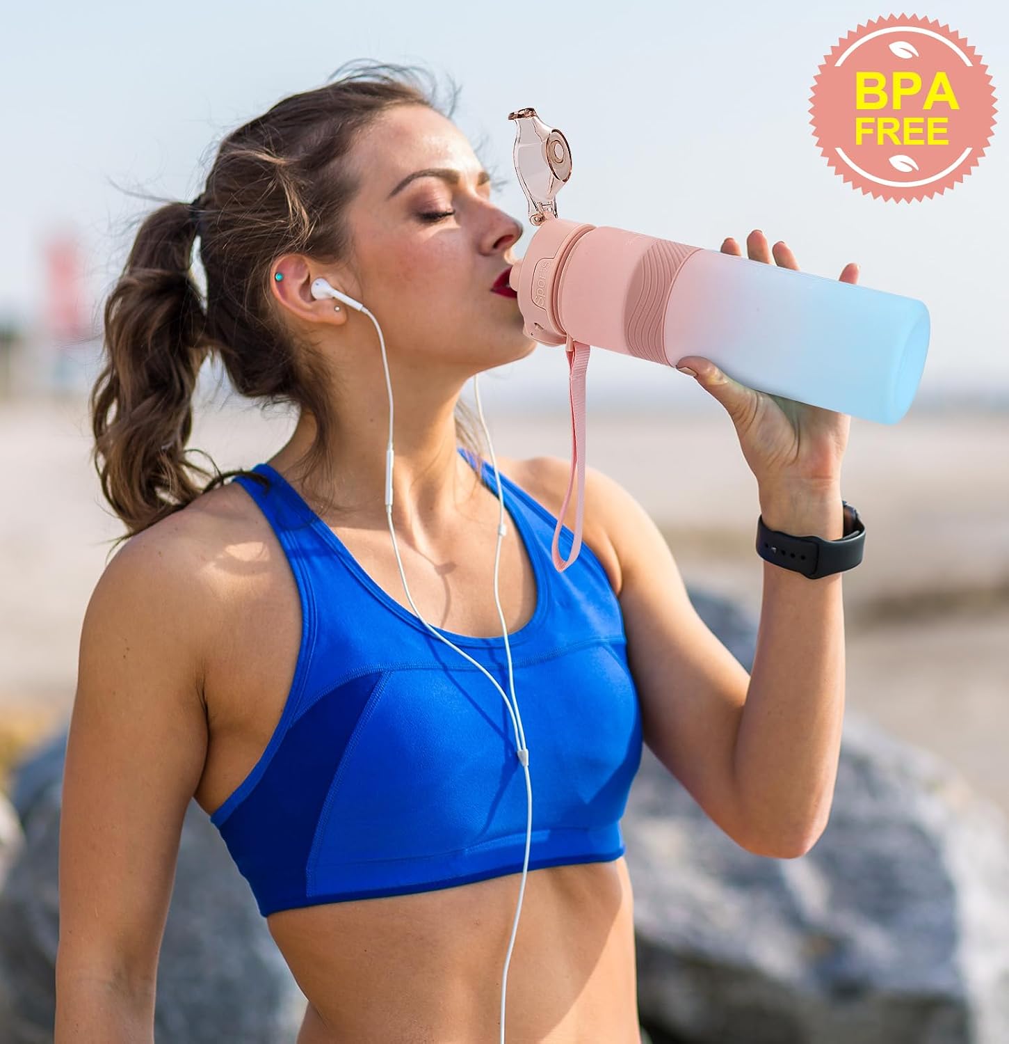 Detalle 2 de CodiCile 1L BPA‑free water bottle — leak‑proof for gym