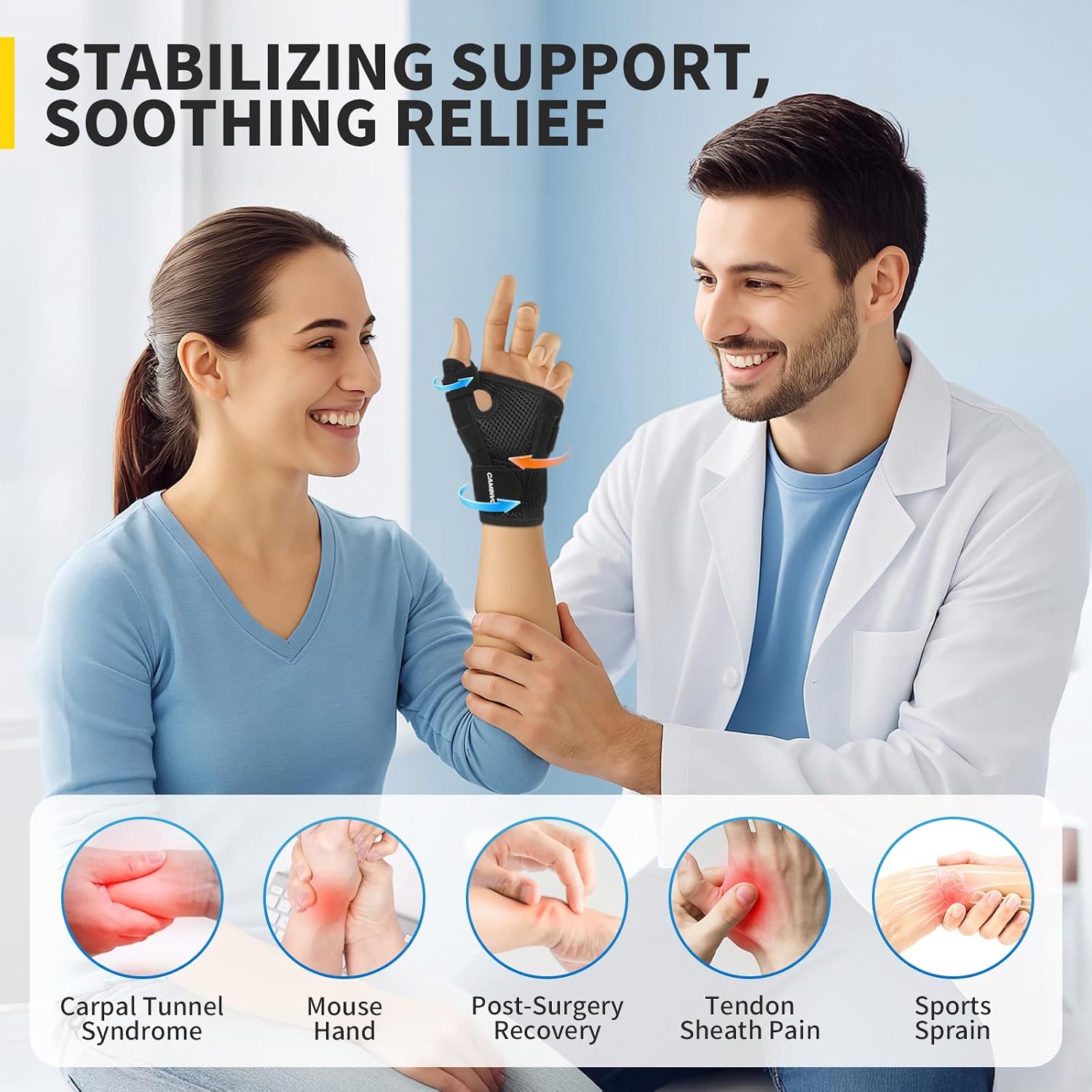 Thumbnail 2 de CAMBIVO Wrist Supports with Thumb Splint S/M