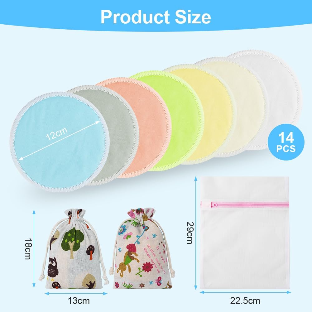 Thumbnail 1 de Aolso 14PCS Coussinets d'allaitement en Bambou Bio – réutilisables, absorbants et lavables