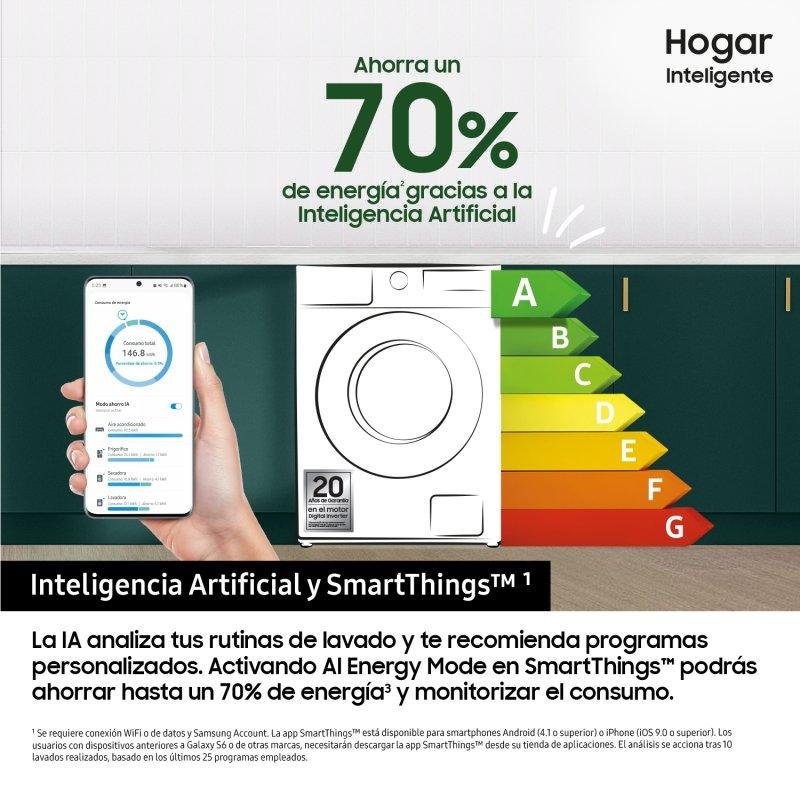 Thumbnail 1 de Samsung WW11DG5B25TEEC lavadora de carga frontal 11 kg, 1400 rpm y WiFi con IA