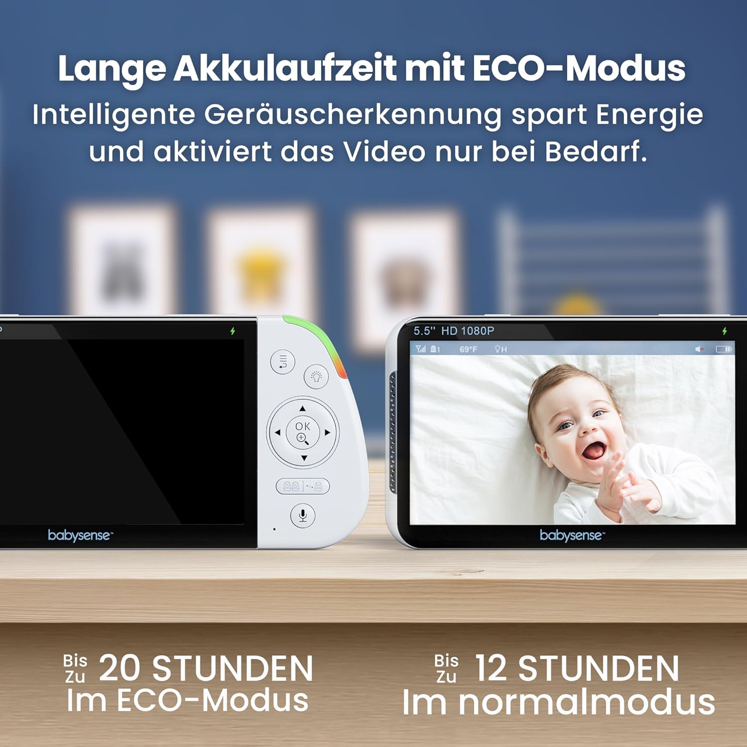 Thumbnail 4 de Babysense Full HD Split-Screen Babyphone mit 20 Std Akku
