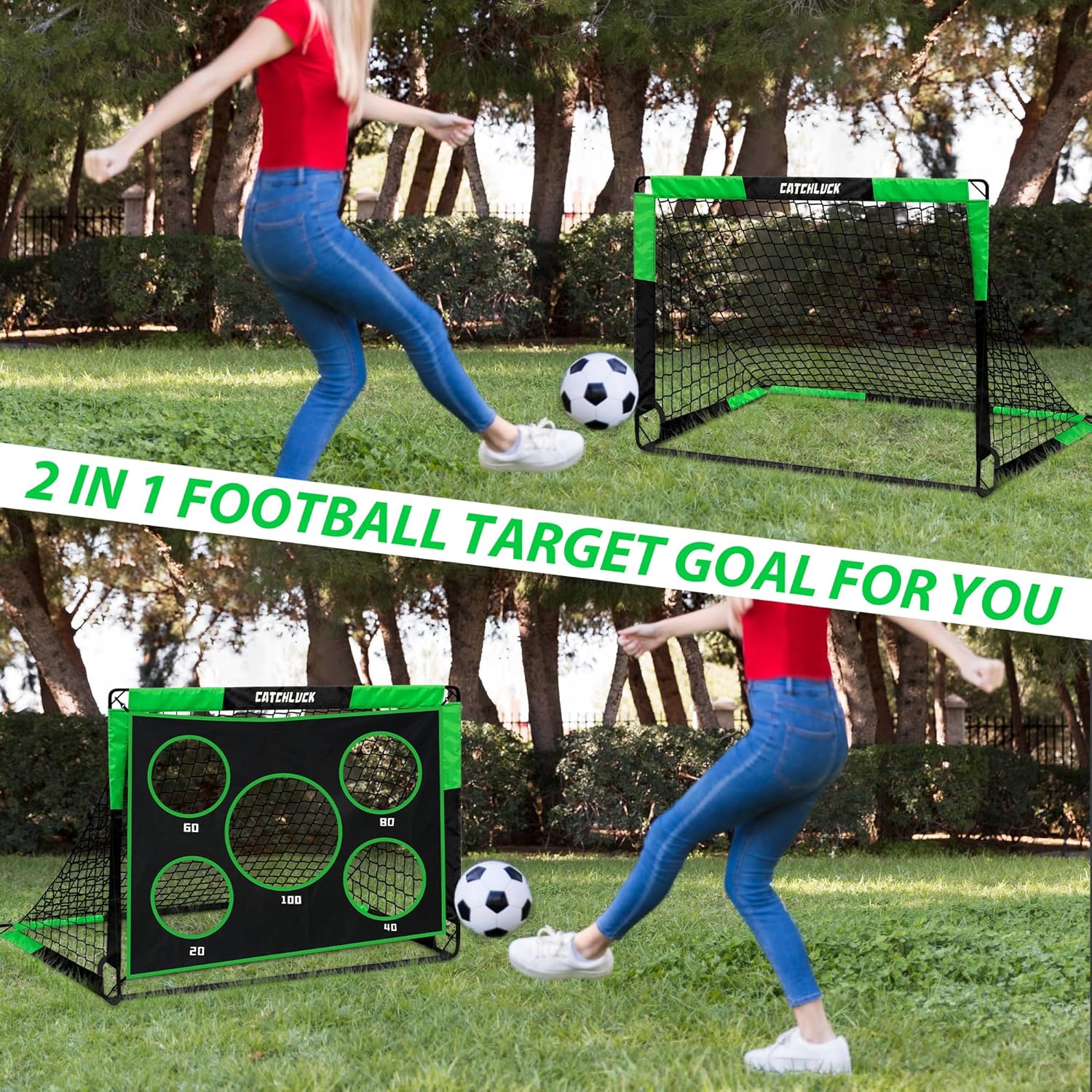 Thumbnail 5 de CATCHLUCK Football Goal Pop Up Football Net for Kids 4ft x 3ft or 5ft x 4ft