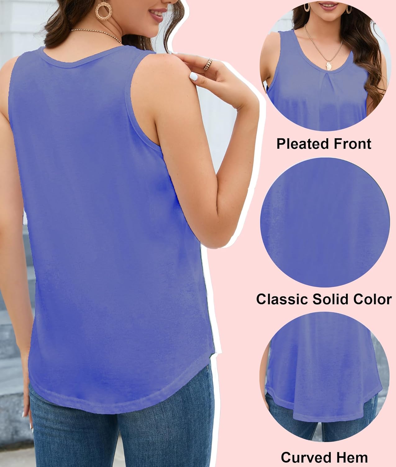 Thumbnail 4 de iChunhua Ladies Summer Vest Tank Top – Scoop Neck, Loose Fit, Sleeveless (S–XXL)