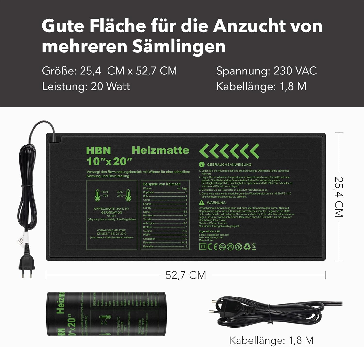 Detalle 1 de HBN Heizmatte 2er Set 17,5 W für Anzucht