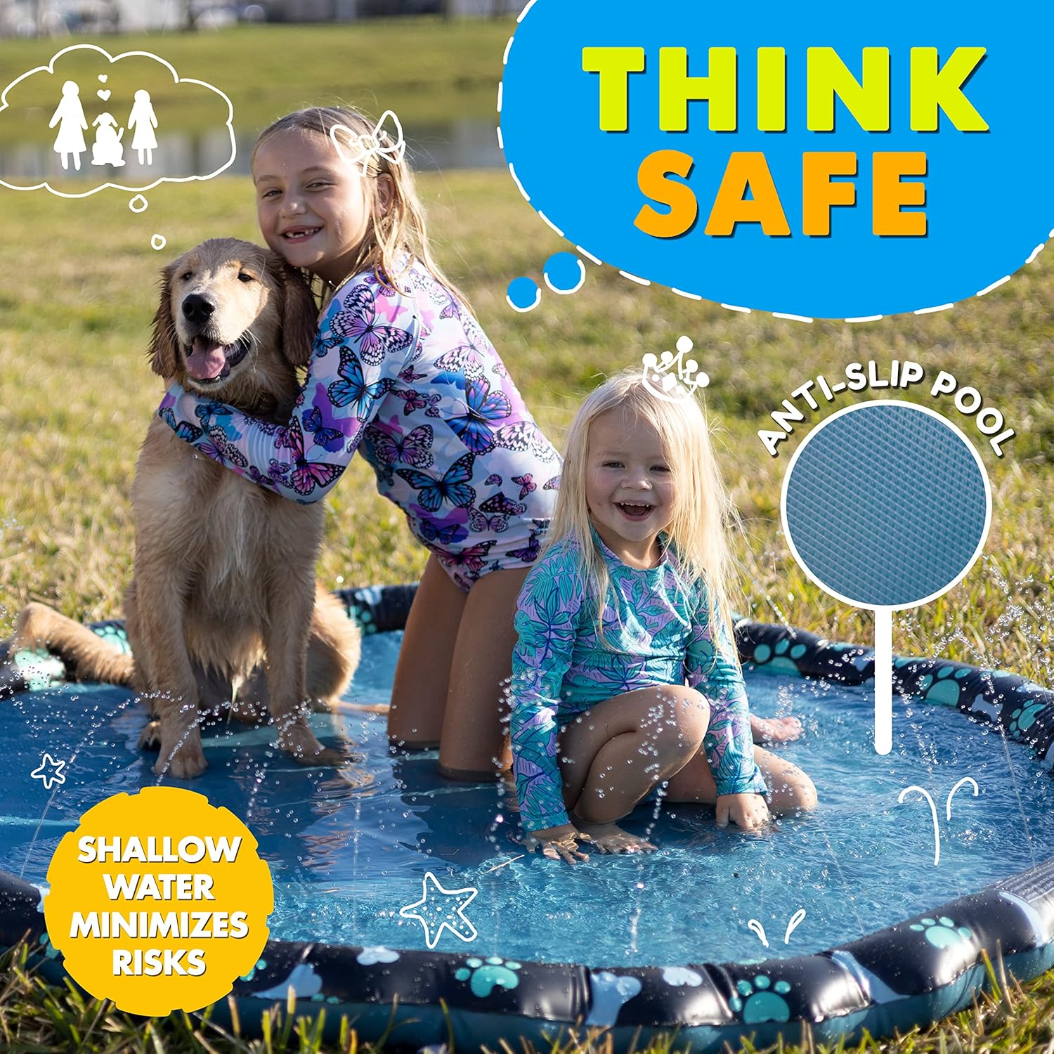 Thumbnail 2 de SplashEZ Non-Slip Splash Pad for Kids & Dogs (69-inch) with Sprayer