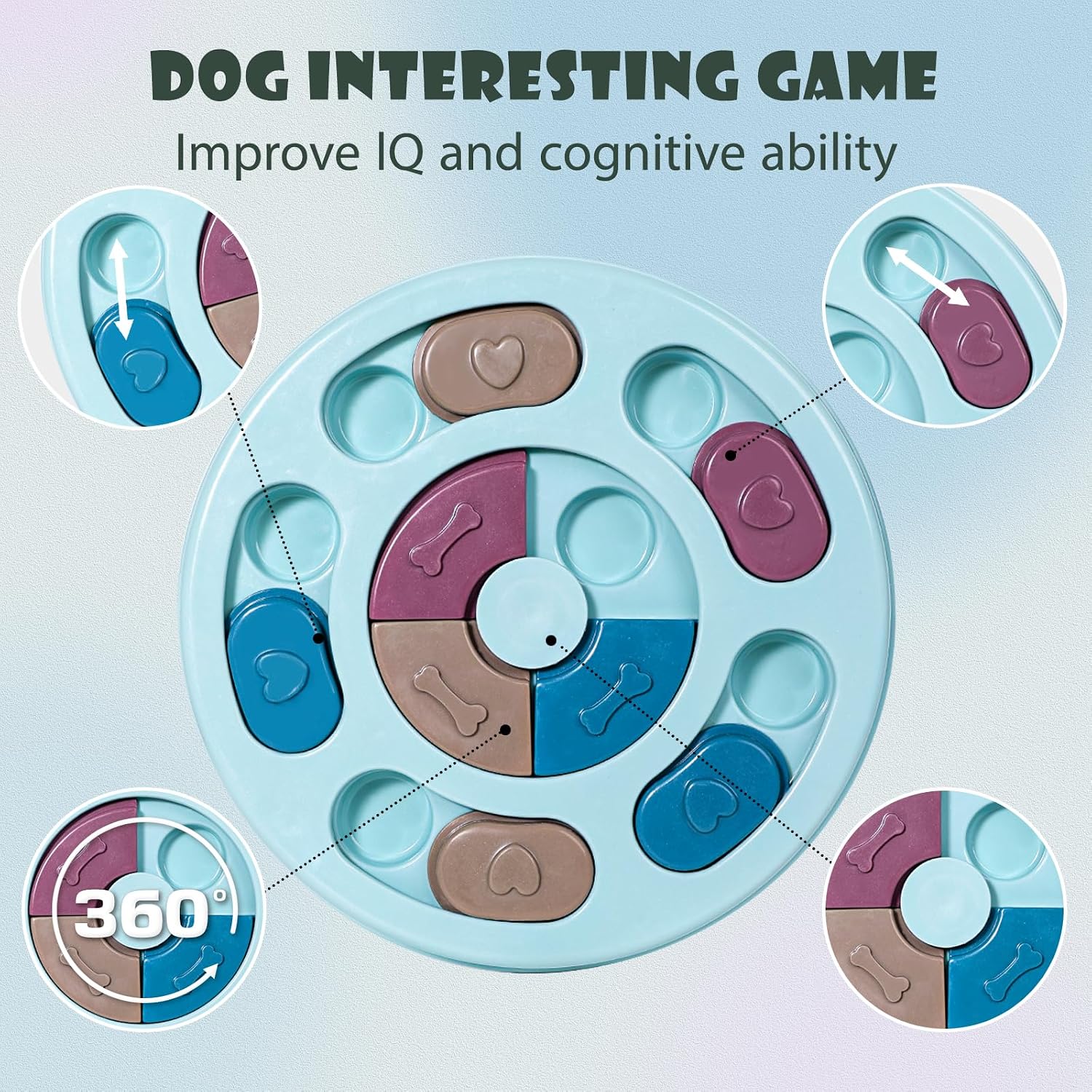 Detalle de TRIGRAND puzzle interattivo per cani con mangiatoia rallenta-cibo, lavabile e pensato per stimolare il QI