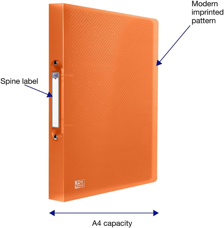 Thumbnail 1 de Oxford A4 Ring Binders for Students (40 mm spine, pack of 5) – wipe-clean plastic folders in assorted colours