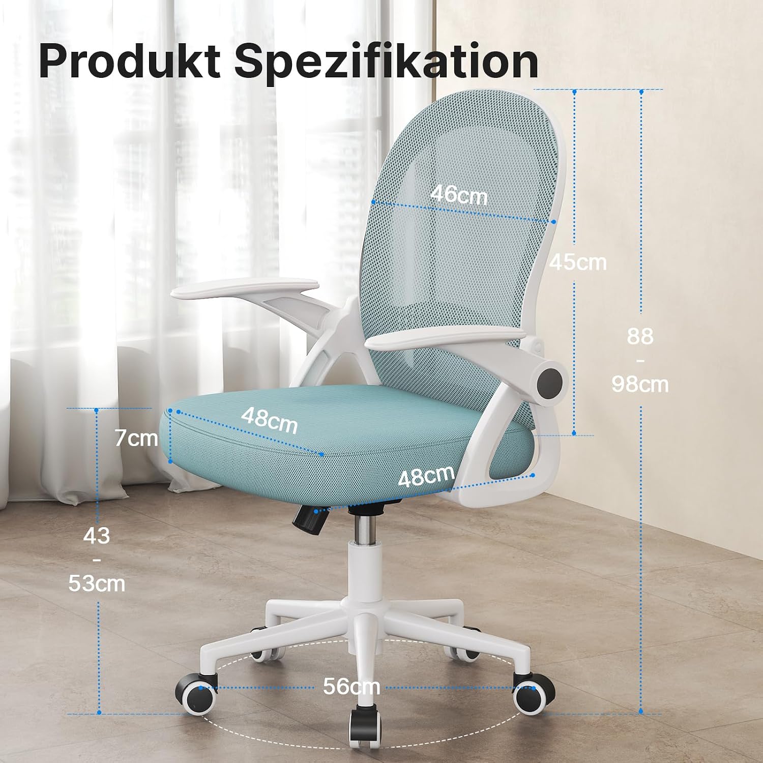 Detalle de naspaluro Bürostuhl Ergonomisch Netz, 10 cm