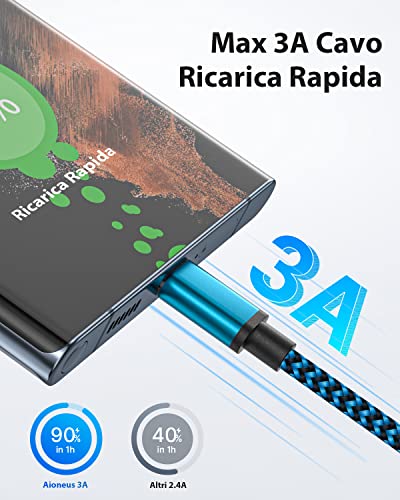Detalle de Cavo USB C Aioneus 2m – 3 Pezzi, Carica Rapida 3A e Dati a 480 Mbps