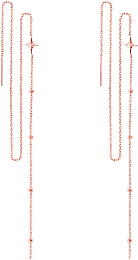 Detalle de SLUYNZ 925 Sterling Silver Long Dangle Earrings – Star Tassel Chain