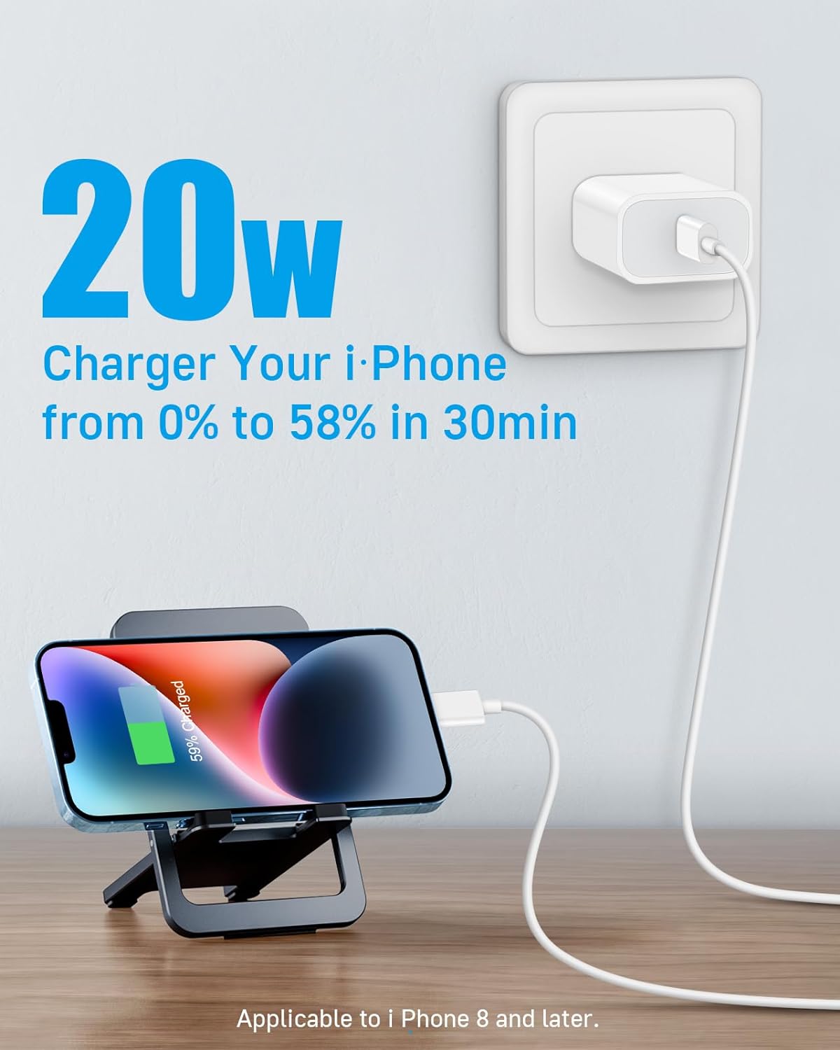 Detalle 2 de CXX 10FT iPhone 14/13/12 Charger 20W Fast Charging (MFi Certified)