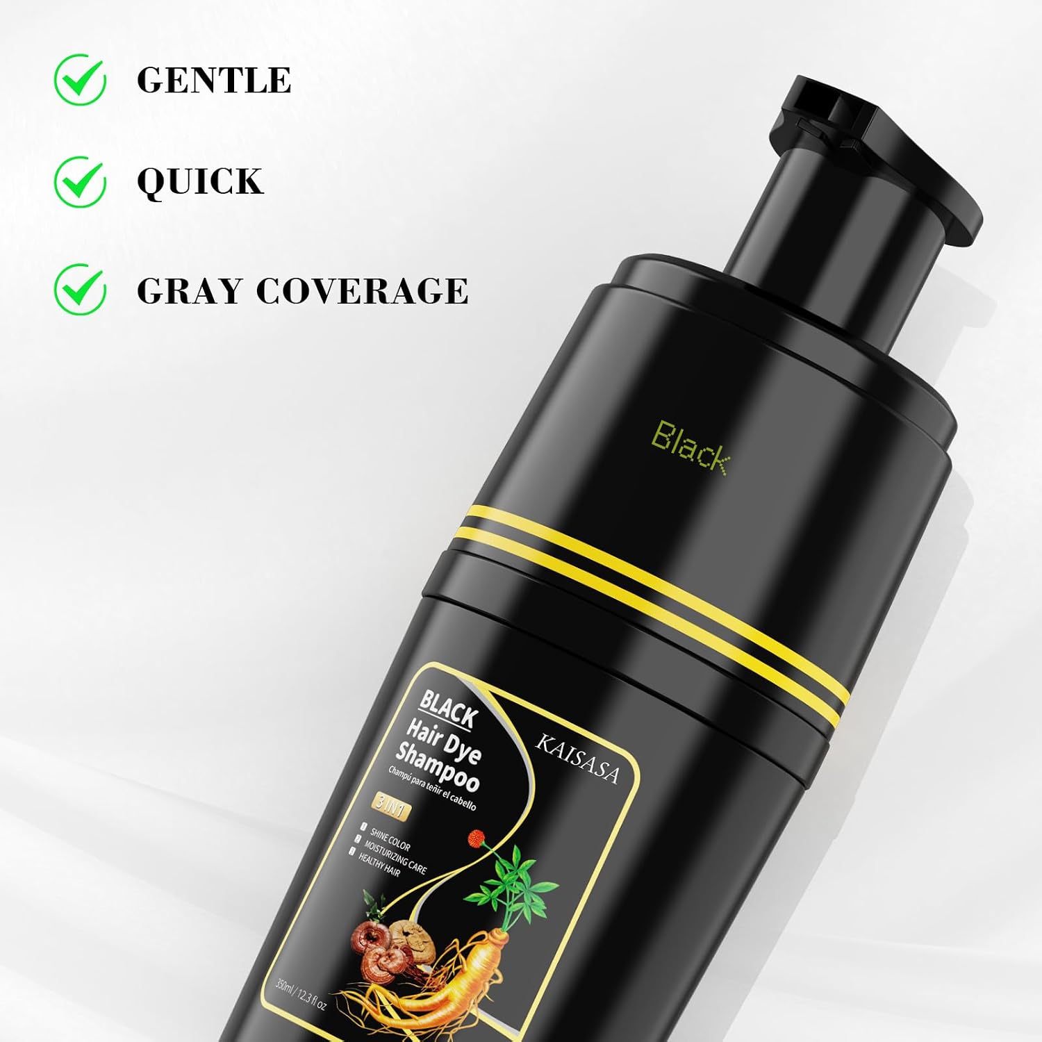 Thumbnail 5 de KAISASA Black Hair Dye Shampoo 3 in 1: Grey Coverage, Cleanse & Condition in One