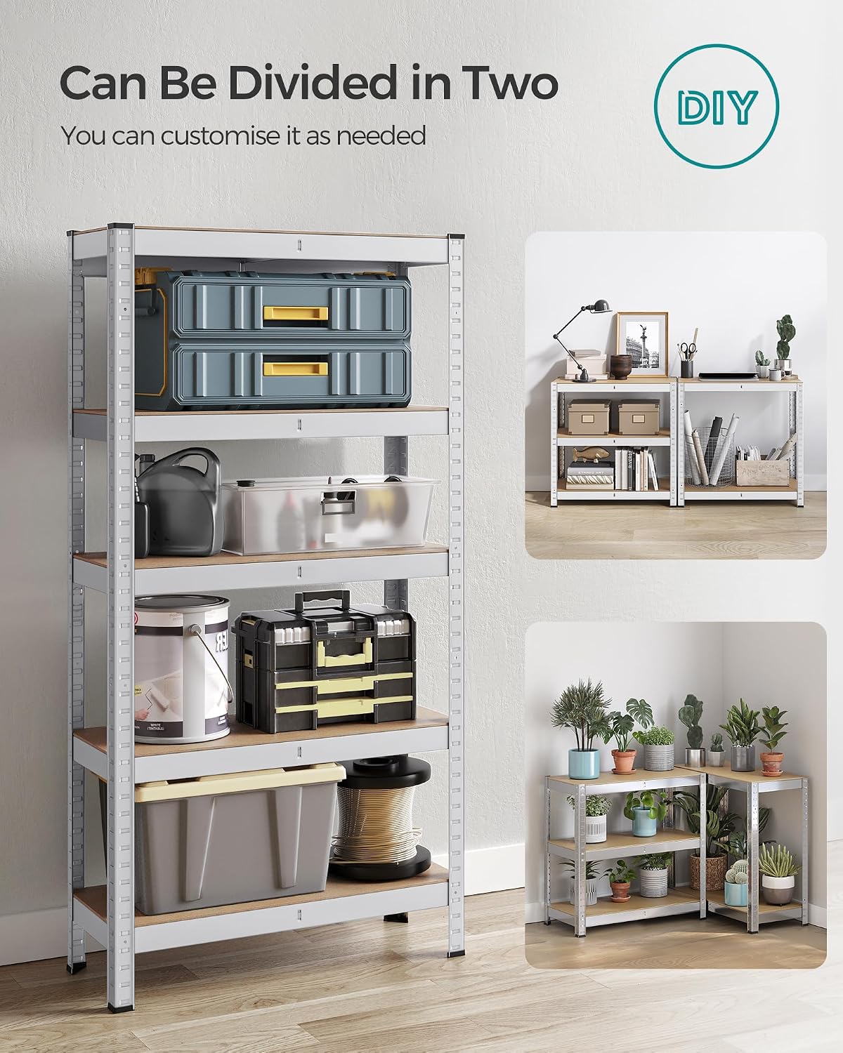 Thumbnail 6 de SONGMICS GLR030E02 5-Tier Steel Shelving Units, 2-Pack, Adjustable Shelves