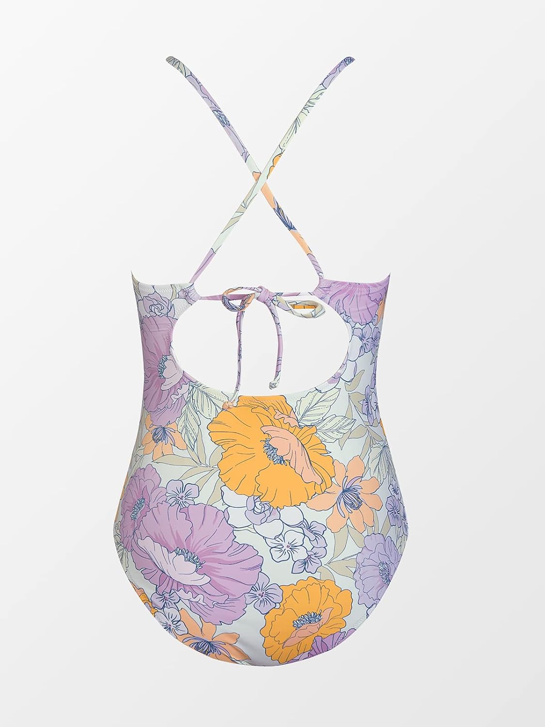 Detalle de CUPSHE Damen Badeanzug mit Bauchweg-Effekt, Hochhals-Design und Zierausschnitten – Blumenmuster