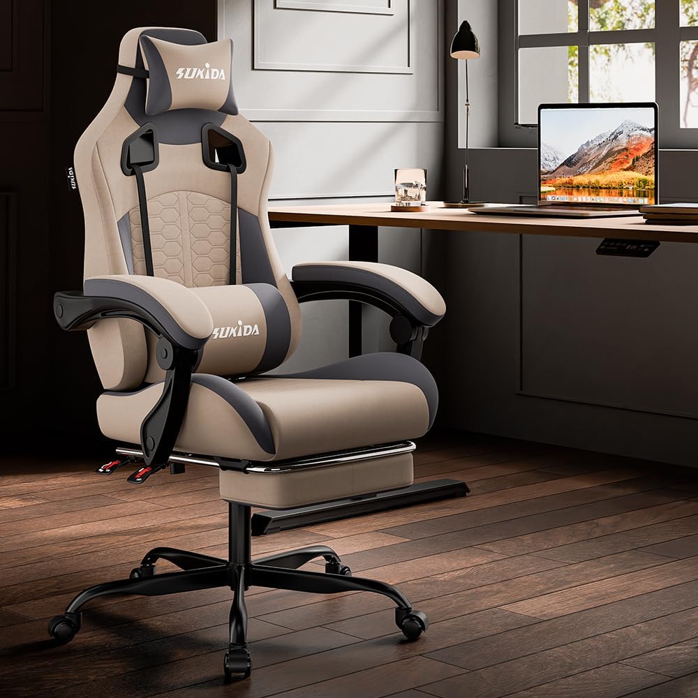 Thumbnail 1 de SUKIDA Ergonomic Gaming Chair with Massage Lumbar Support and Footrest
