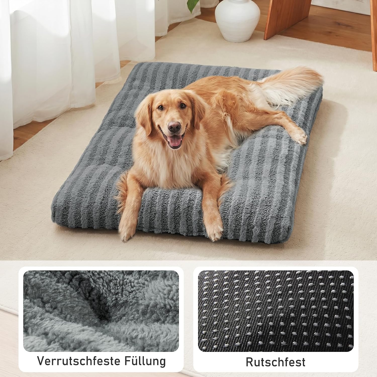 Detalle de Pawk Hundebett Kleine Hunde – flauschiges, waschbares Hundekissen 61x47x8 cm