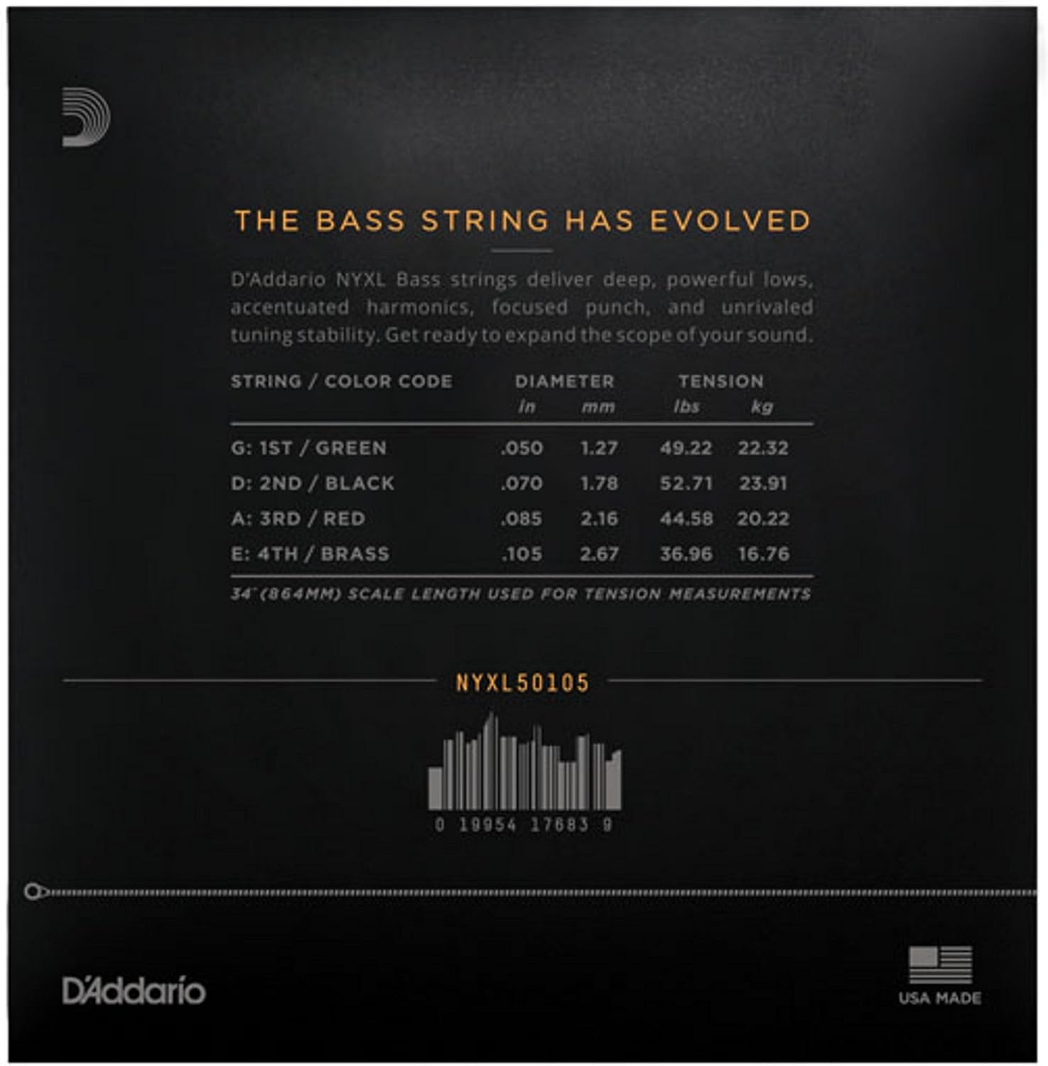 Detalle 2 de D'Addario NYXL Bass Guitar Strings, Medium 50-105, 4-String Nickel-Plated