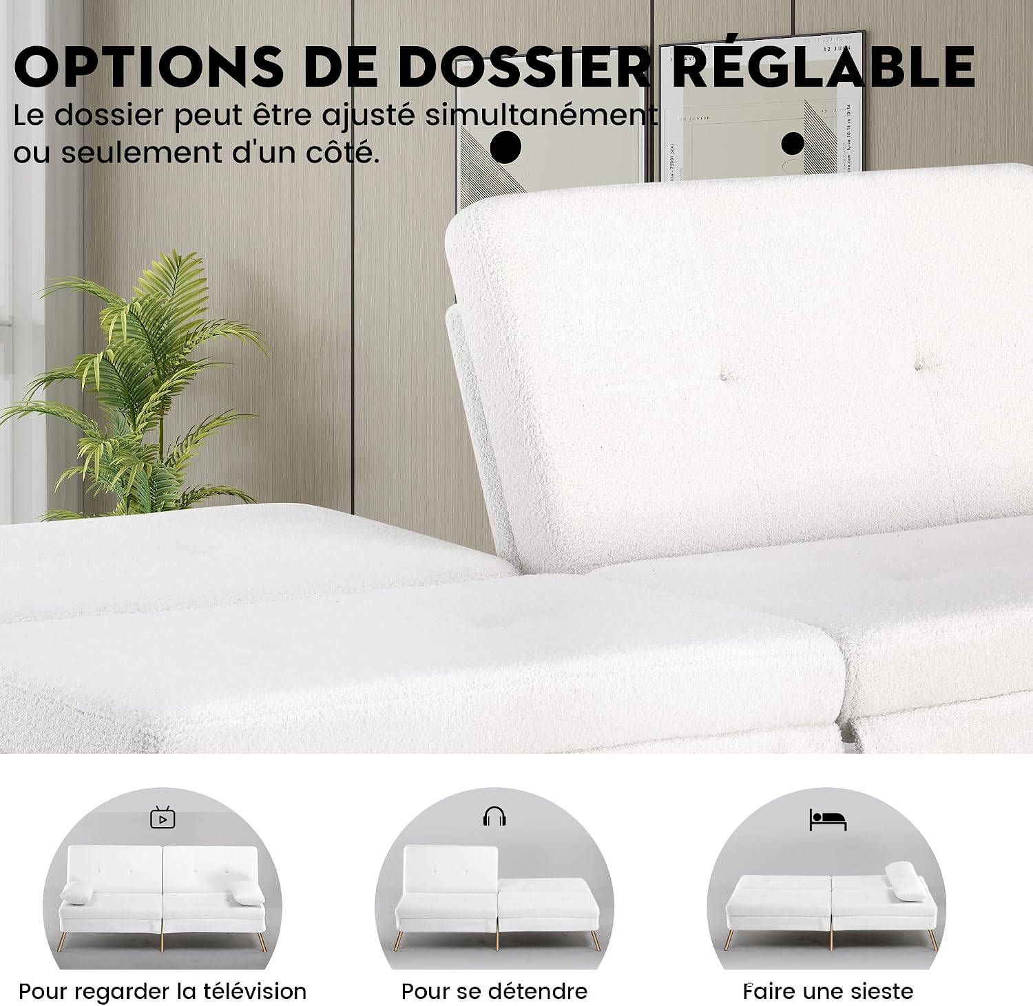 Thumbnail 6 de COMHOMA Sofá Cama 3 plazas con respaldo ajustable