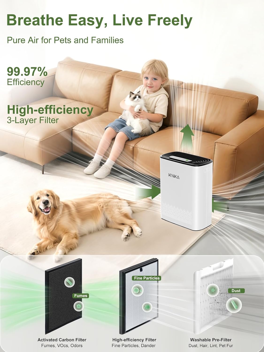 Thumbnail 5 de KNKA APH3000 Air Purifier for Large Rooms