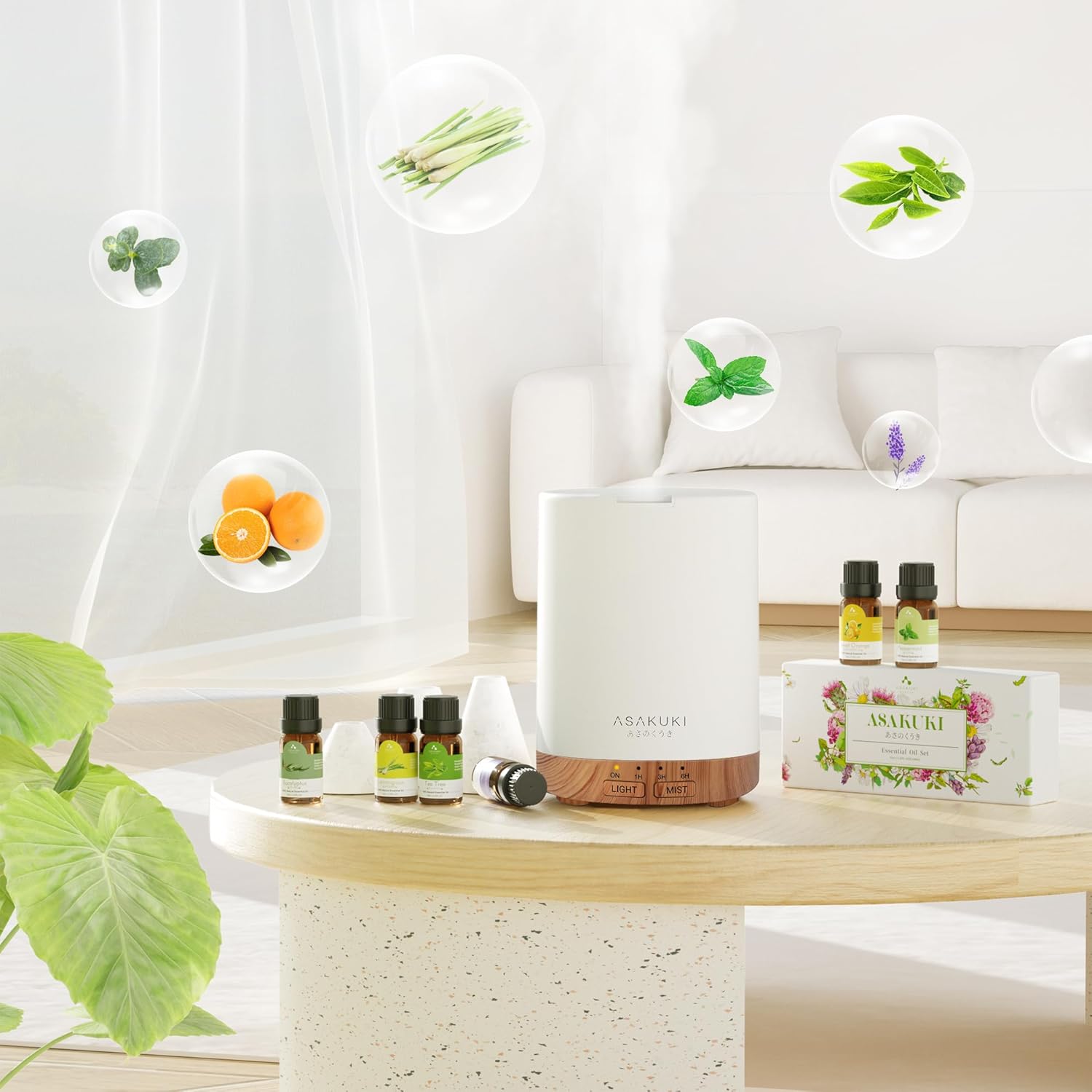 Thumbnail 2 de ASAKUKI 300ML Aroma Diffuser 🏠