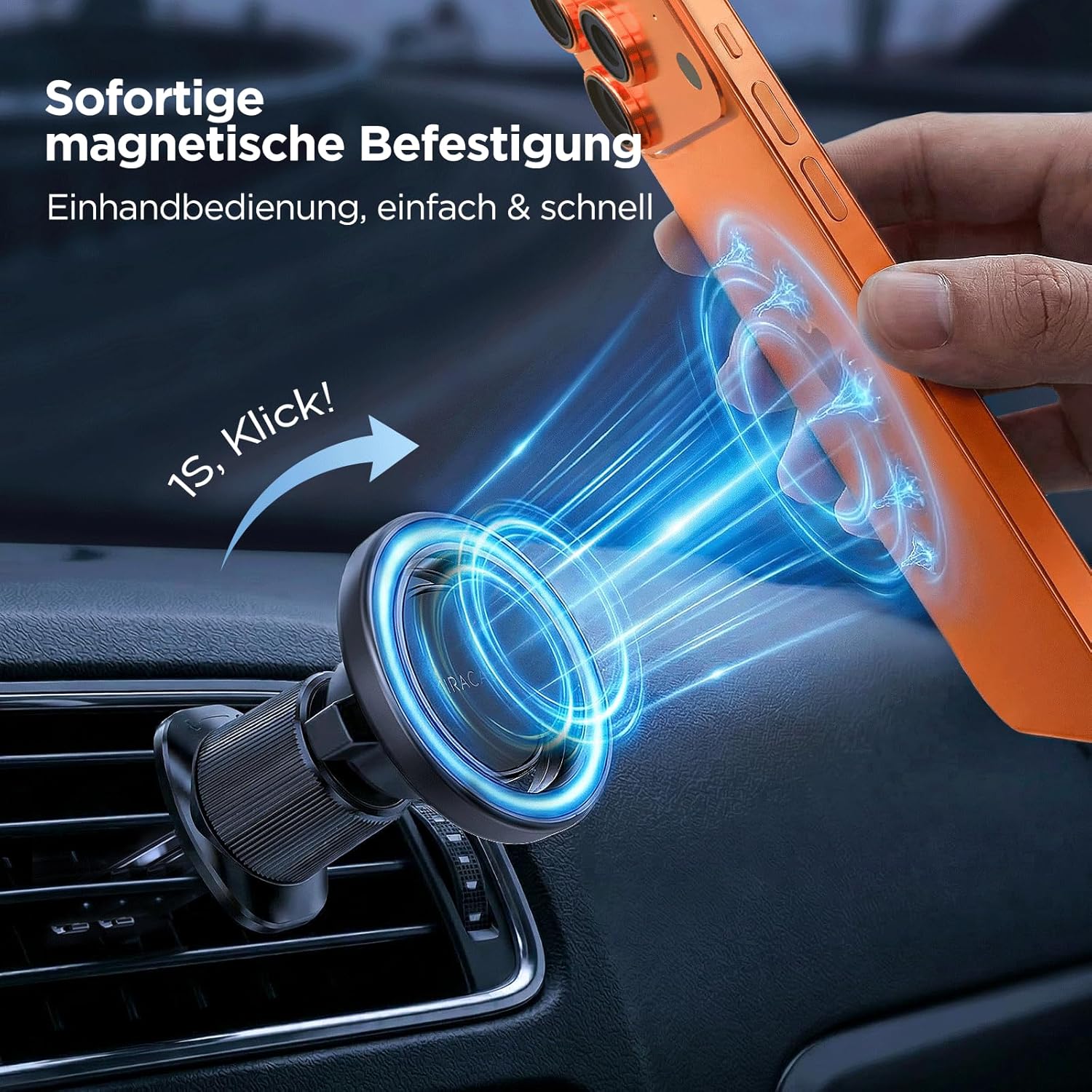 Thumbnail 3 de Miracase MagSafe-Autohalterung für die Lüftung mit 20× N55 Magneten und Metall-Doppelhaken