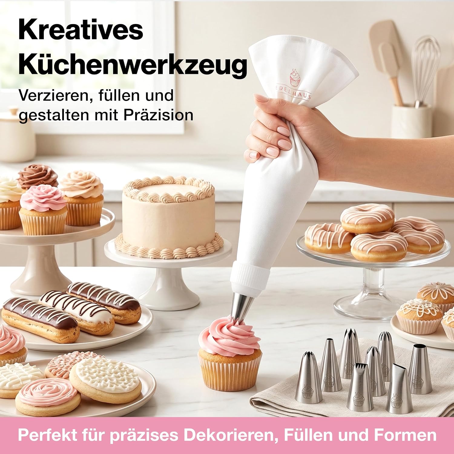 Thumbnail 6 de EDELHAUS Premium Spritzbeutel-Set 2-teilig (17-teilig) mit Edelstahldüsen, 30 cm & 40 cm