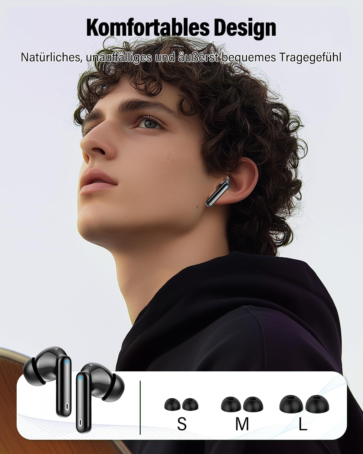 Thumbnail 6 de Btootos Bluetooth Kopfhörer mit App-Steuerung, 14,2 mm Treiber, IP7, 40 h Ladecase – In Ear, Schwarz